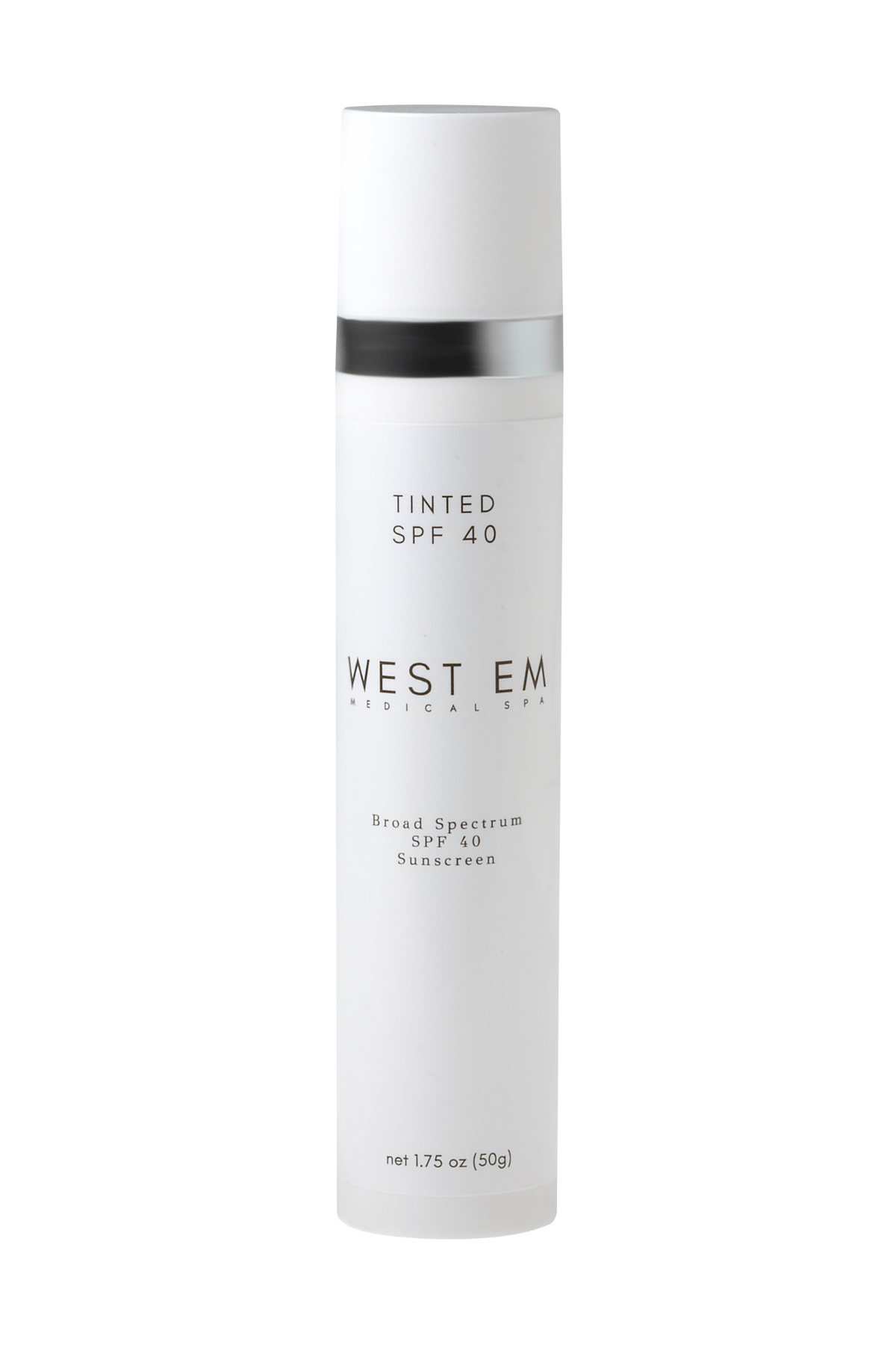 West Em Tinted SPF 40 Broad Spectrum Sunscreen 1.75 oz – lightweight tinted sunscreen providing broad spectrum protection and hydration at West Em Medical Spa