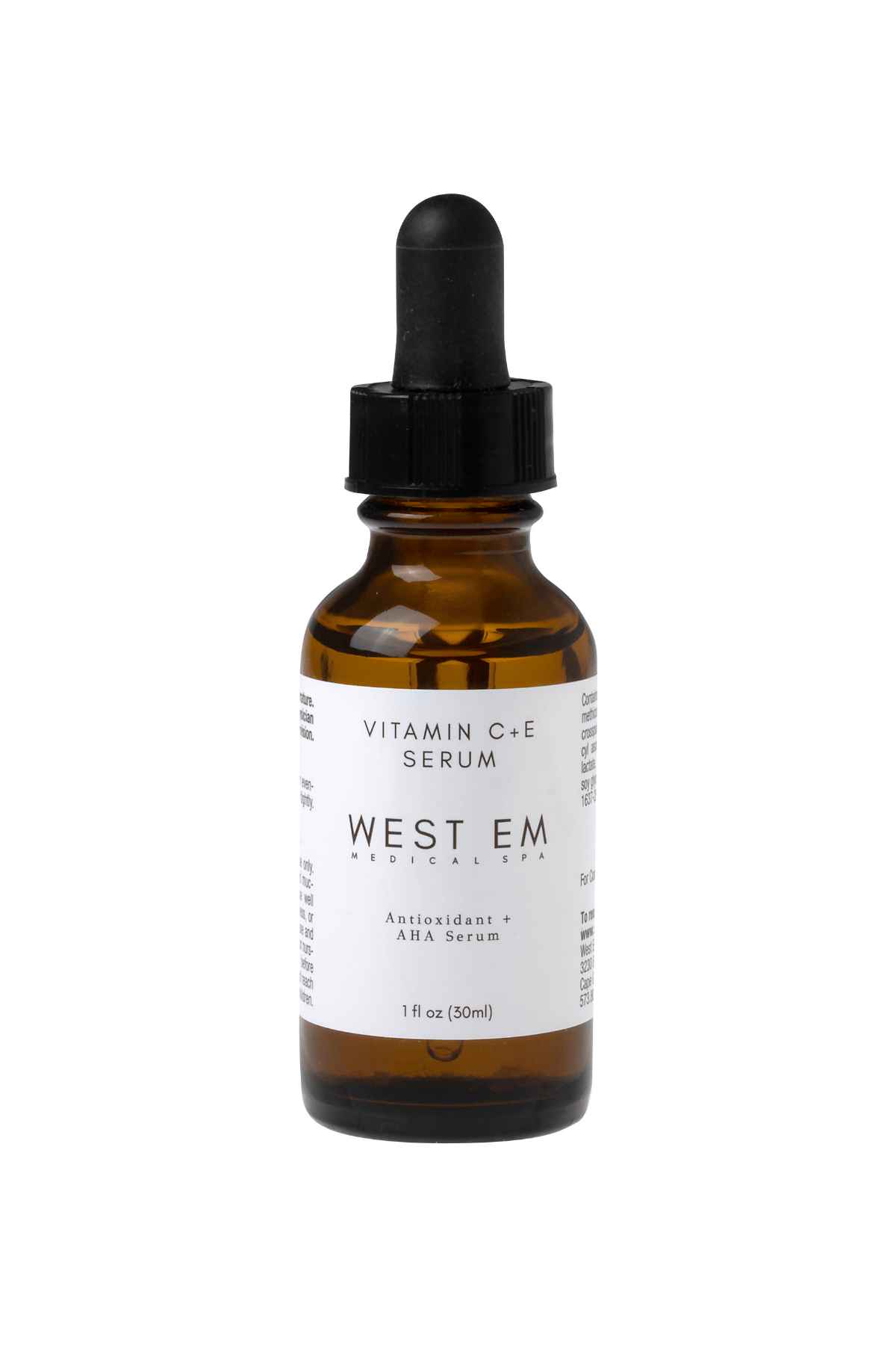 West Em Vitamin C + E Serum 1 oz – antioxidant serum combining vitamins C and E to brighten, protect, and nourish skin at West Em Medical Spa