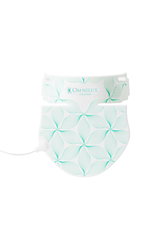 Omnilux Contour Neck & Décolleté LED Mask for targeted light therapy to firm and rejuvenate neck and décolleté skin at West Em Medical Spa