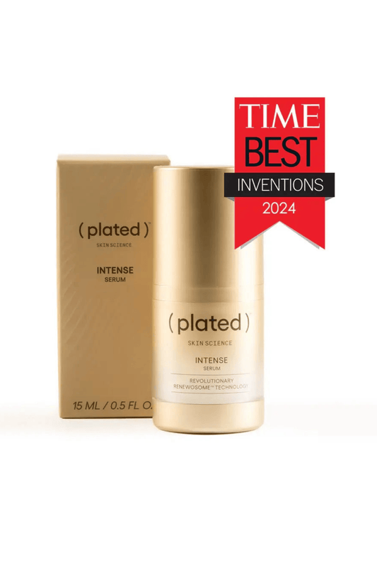 Plated Intense Serum 0.5 oz with retail packaging – advanced skin rejuvenating serum to target fine lines, wrinkles, and improve overall texture at West Em Medical Spa