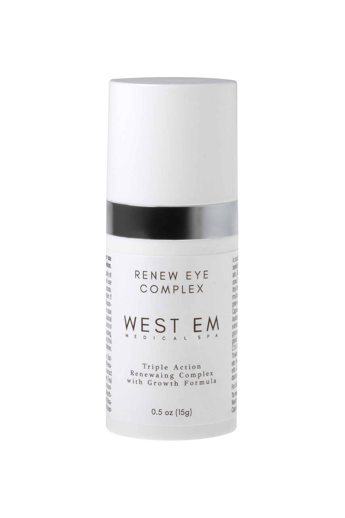 West Em Renew Eye Complex 0.5 oz – triple action renewing eye treatment with growth formula to reduce fine lines, puffiness, and dark circles at West Em Medical Spa