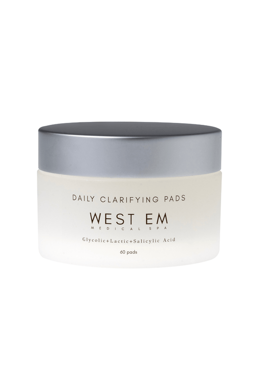 West Em Daily Clarifying Pads – 60 exfoliating pads formulated to cleanse pores, reduce acne, and clarify skin daily at West Em Medical Spa