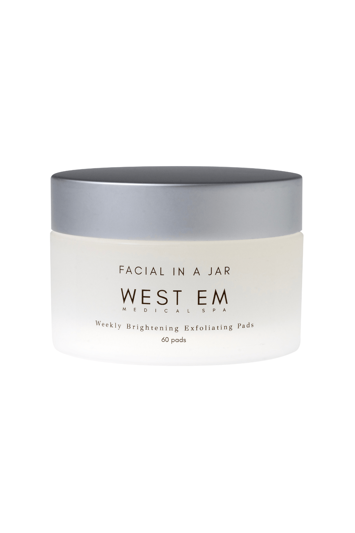 West Em Facial in a Jar – 60 brightening exfoliating pads with glycolic and kojic acid for weekly skin renewal at West Em Medical Spa